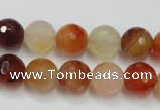 CAG2383 15.5 inches 10mm faceted round red agate beads wholesale