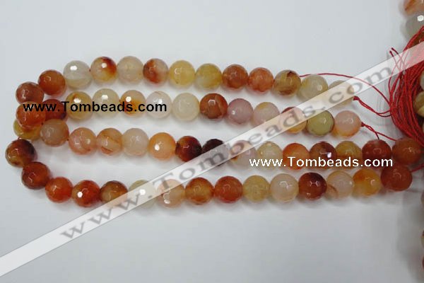 CAG2385 15.5 inches 14mm faceted round red agate beads wholesale