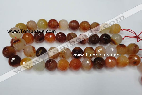 CAG2386 15.5 inches 16mm faceted round red agate beads wholesale