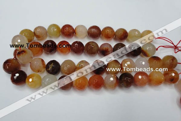 CAG2387 15.5 inches 18mm faceted round red agate beads wholesale