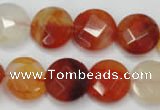 CAG2394 15.5 inches 16mm faceted coin red agate beads wholesale