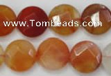 CAG2396 15.5 inches 20mm faceted coin red agate beads wholesale