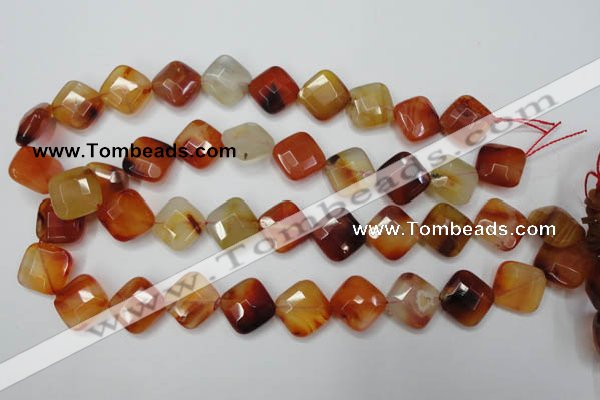 CAG2402 15.5 inches 16*16mm faceted diamond red agate beads wholesale