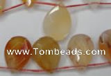 CAG2408 Top-drilled 13*18mm faceted flat teardrop red agate beads