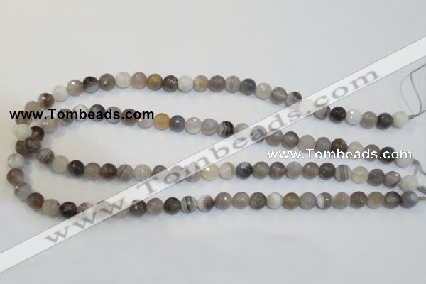 CAG2422 15.5 inches 8mm faceted round Chinese botswana agate beads