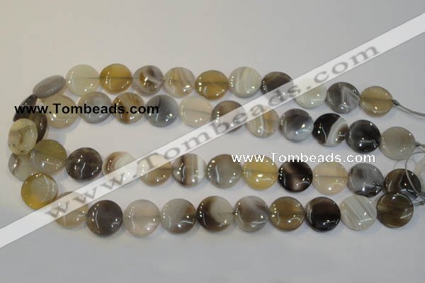 CAG2437 15.5 inches 16mm flat round Chinese botswana agate beads