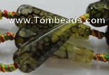 CAG246 15.5 inches 13*40mm faceted teardrop dragon veins agate beads