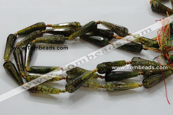 CAG246 15.5 inches 13*40mm faceted teardrop dragon veins agate beads