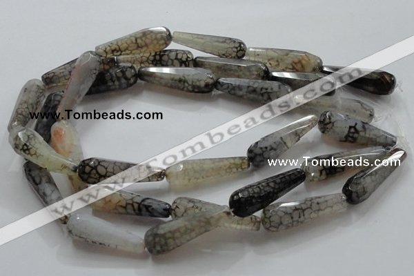 CAG248 15.5 inches 12*40mm faceted teardrop dragon veins agate beads