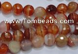 CAG2702 15.5 inches 8mm faceted round red line agate beads