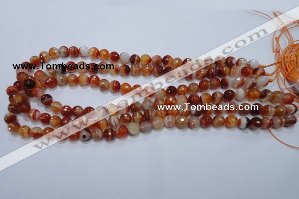 CAG2702 15.5 inches 8mm faceted round red line agate beads