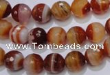 CAG2703 15.5 inches 10mm faceted round red line agate beads