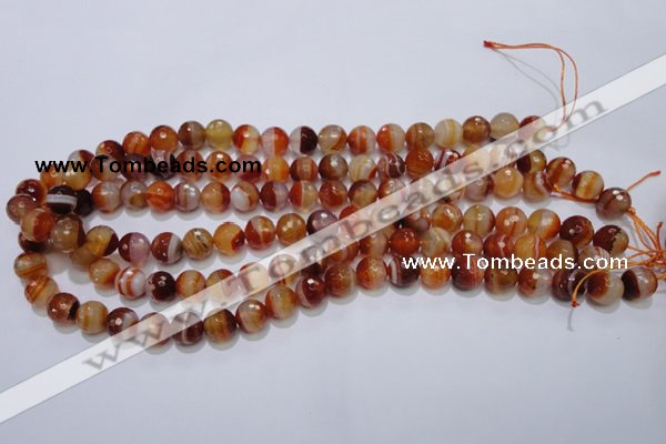 CAG2703 15.5 inches 10mm faceted round red line agate beads