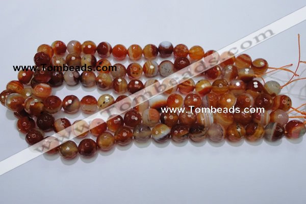 CAG2704 15.5 inches 12mm faceted round red line agate beads