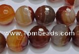 CAG2705 15.5 inches 14mm faceted round red line agate beads