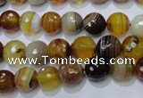 CAG2711 15.5 inches 6mm faceted round yellow line agate beads