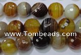 CAG2713 15.5 inches 10mm faceted round yellow line agate beads