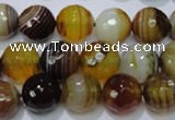 CAG2714 15.5 inches 12mm faceted round yellow line agate beads