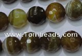 CAG2715 15.5 inches 14mm faceted round yellow line agate beads