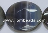 CAG2729 15.5 inches 50mm faceted coin grey line agate beads