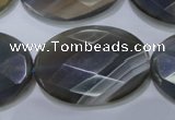 CAG2737 15.5 inches 25*35mm faceted oval grey line agate beads