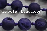 CAG2804 15.5 inches 14mm round matte druzy agate beads whholesale