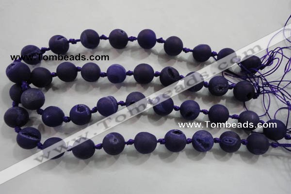 CAG2804 15.5 inches 14mm round matte druzy agate beads whholesale