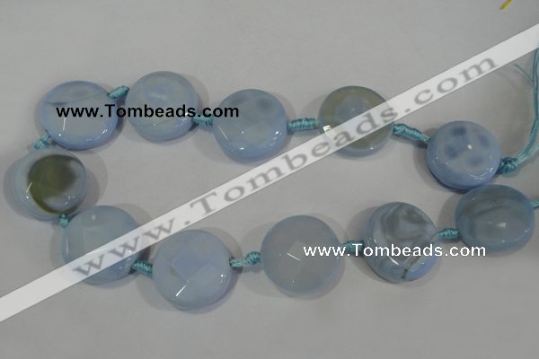 CAG2885 15.5 inches 23mm faceted coin agate gemstone beads