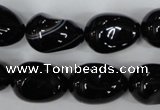 CAG2900 15.5 inches 13*18mm twisted teardrop black line agate beads