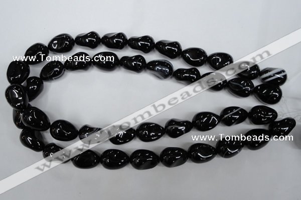 CAG2900 15.5 inches 13*18mm twisted teardrop black line agate beads