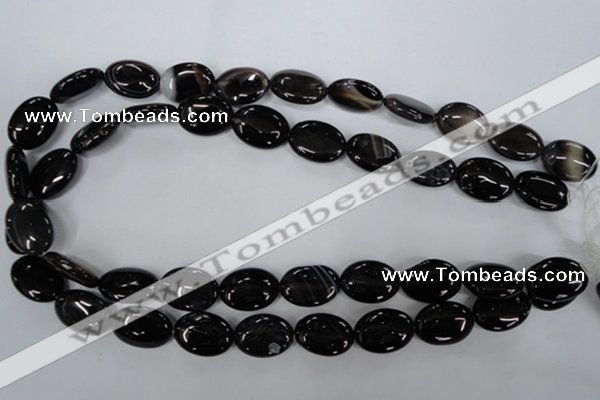 CAG2918 15.5 inches 13*18mm oval black line agate beads