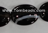 CAG2921 15.5 inches 22*30mm oval black line agate beads