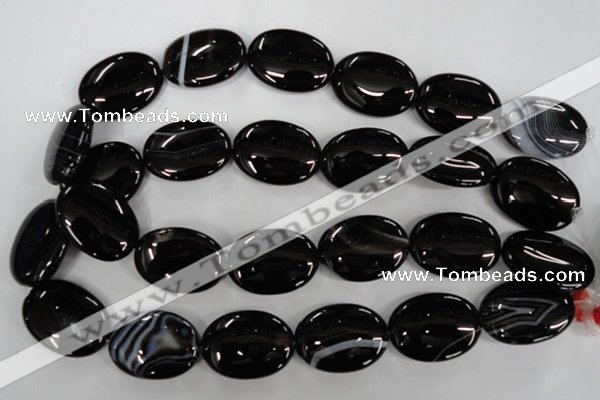 CAG2921 15.5 inches 22*30mm oval black line agate beads