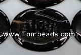 CAG2922 15.5 inches 30*40mm oval black line agate beads