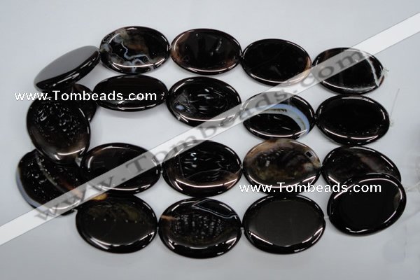 CAG2922 15.5 inches 30*40mm oval black line agate beads