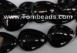 CAG2927 15.5 inches 15*20mm flat teardrop black line agate beads