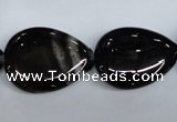 CAG2928 15.5 inches 18*25mm flat teardrop black line agate beads