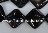 CAG2936 15.5 inches 18*18mm diamond black line agate beads