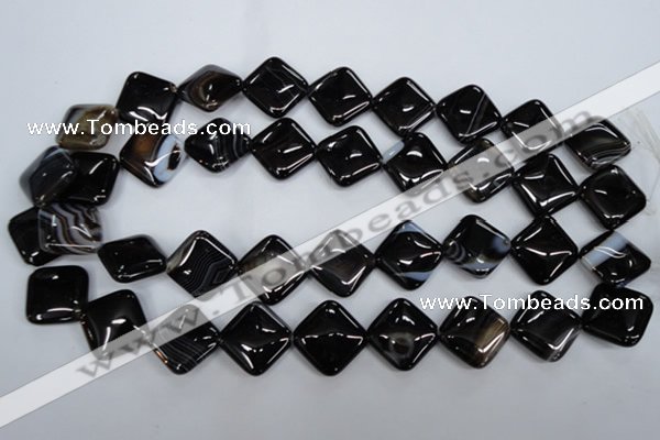 CAG2936 15.5 inches 18*18mm diamond black line agate beads