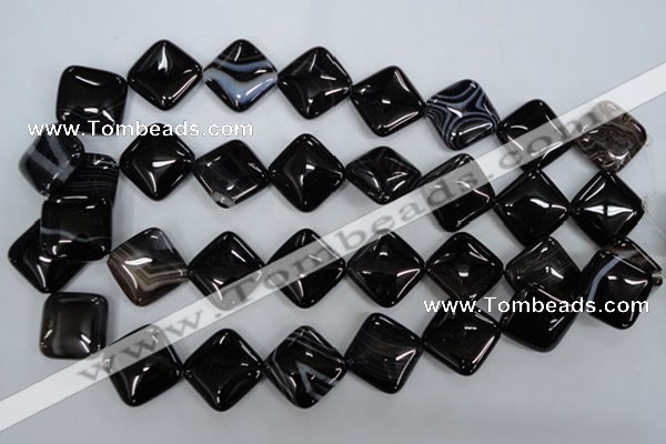 CAG2937 15.5 inches 20*20mm diamond black line agate beads