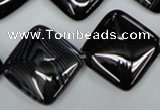 CAG2938 15.5 inches 22*22mm diamond black line agate beads