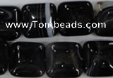 CAG2945 15.5 inches 16*16mm square black line agate beads