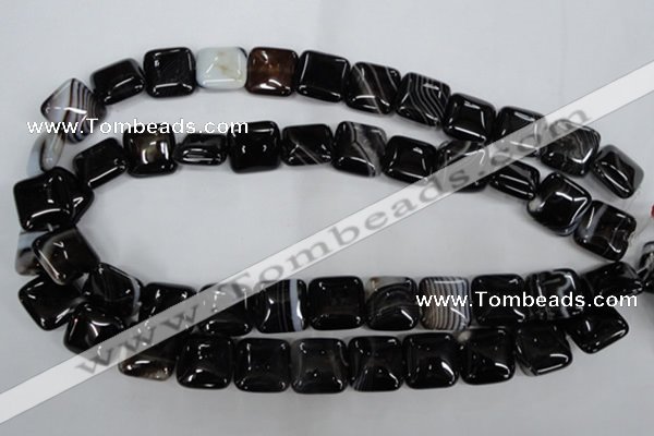 CAG2945 15.5 inches 16*16mm square black line agate beads