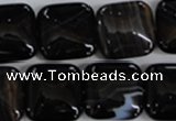 CAG2946 15.5 inches 18*18mm square black line agate beads