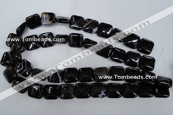 CAG2946 15.5 inches 18*18mm square black line agate beads