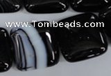 CAG2948 15.5 inches 22*22mm square black line agate beads