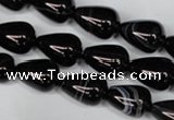 CAG2963 15.5 inches 10*14mm teardrop black line agate beads