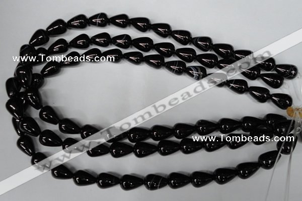 CAG2963 15.5 inches 10*14mm teardrop black line agate beads