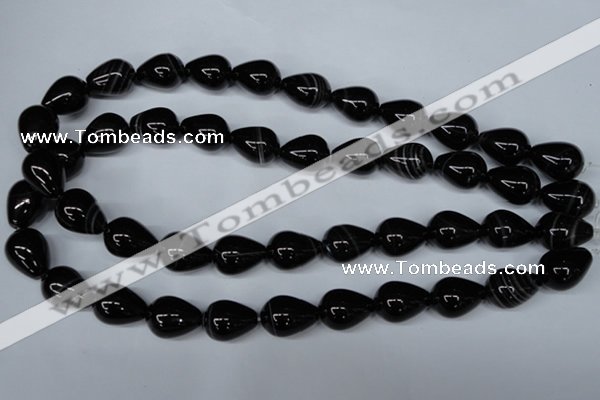 CAG2964 15.5 inches 13*18mm teardrop black line agate beads