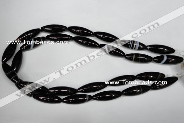 CAG2969 15.5 inches 10*30mm rice black line agate beads